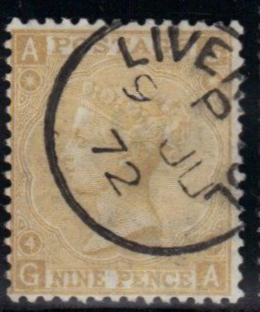 1867 9d straw superb used with neat part Liverpool ... Image 1++