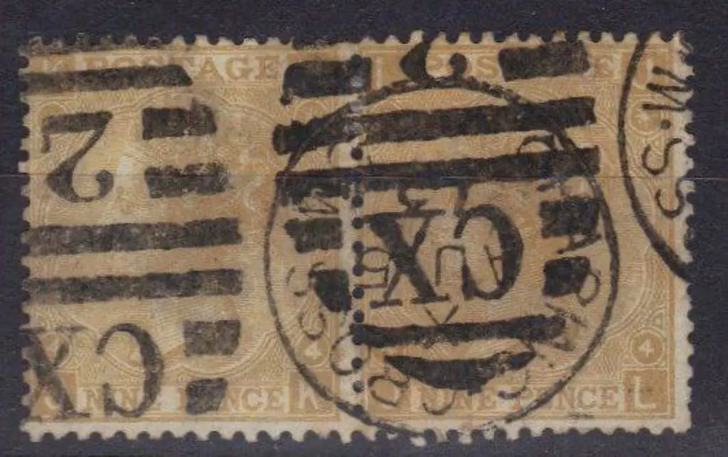 1867/80 9d straw pair with duplex Charing Cross ... Image 1++