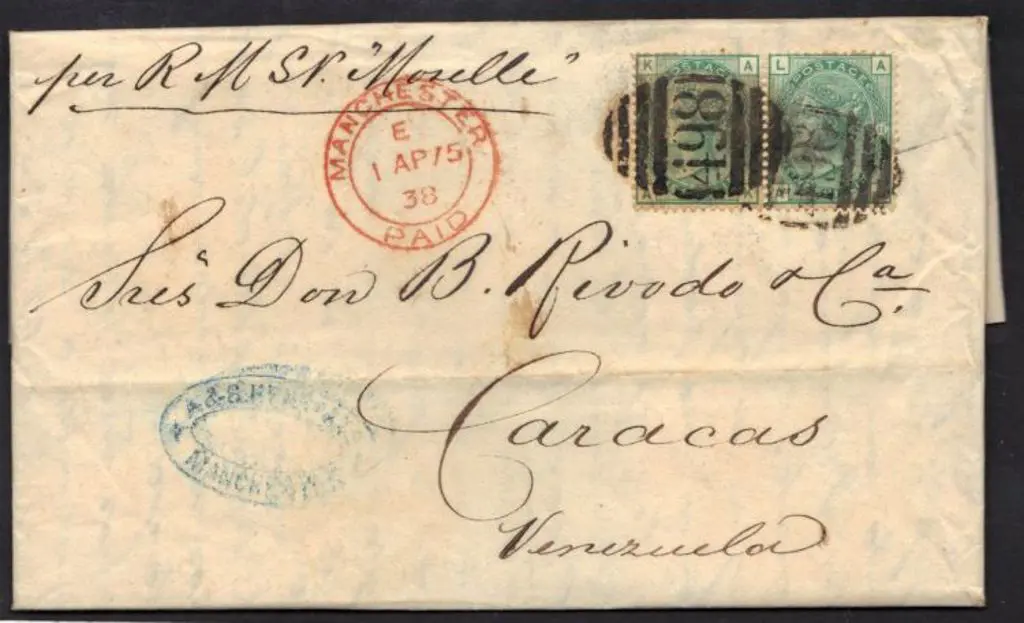 1875 (1st April) entire with pair of 1/- green ... Image 1++