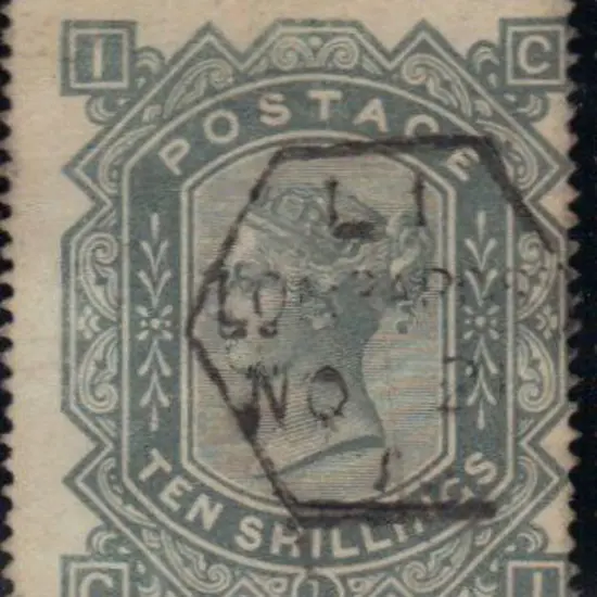 1878 10/- greenish grey wmk Maltese Cross on white ...