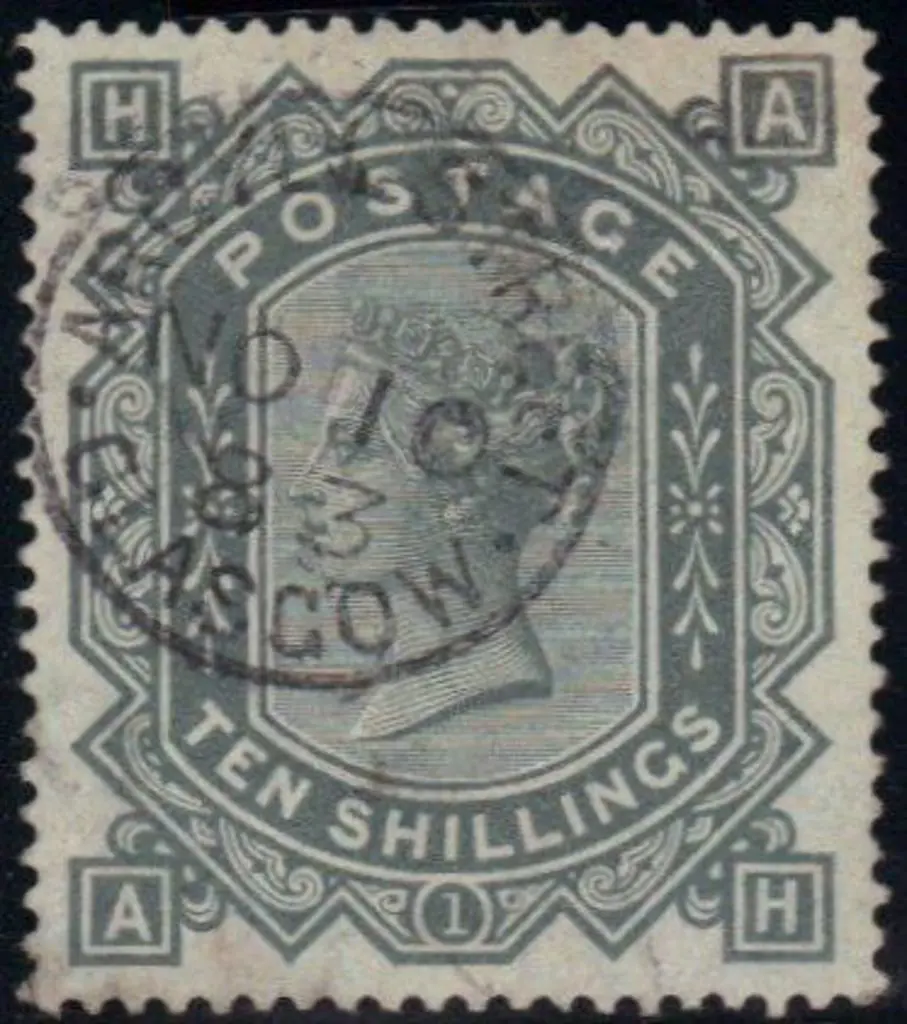 1878 10/- greenish grey wmk Anchor on white paper ... Image 1++