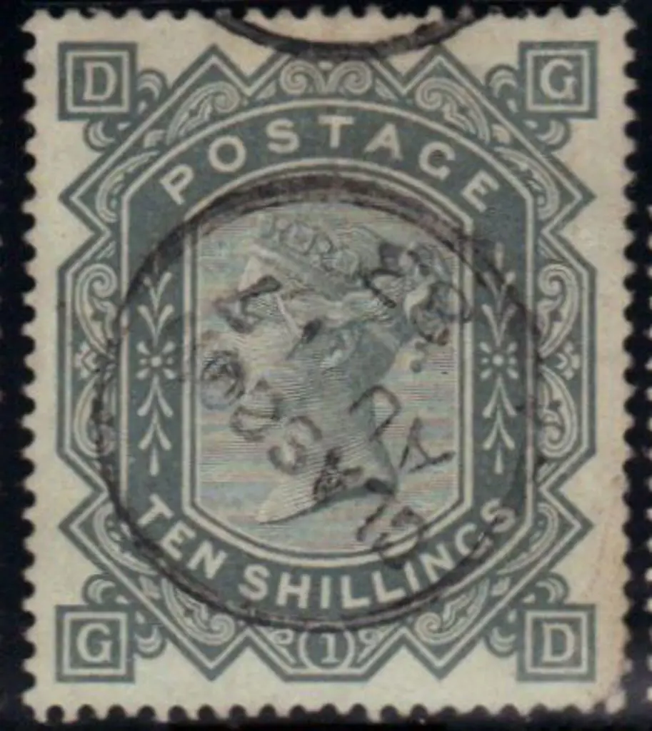 1878 10/- greenish grey wmk Anchor on white paper. ... Image 1++