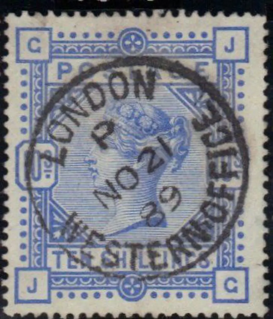 1883 10/- ultramarine with crisp London Western ... Image 1++