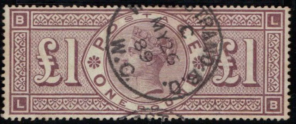 1888 £1 brown-lilac QV Three Orbs wmk. Fine used ... Image 1++