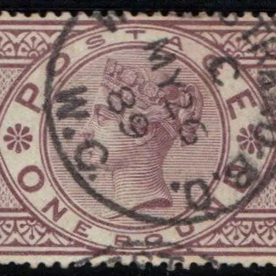 1888 £1 brown-lilac QV Three Orbs wmk. Fine used ...