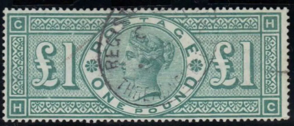 1891 £1 green QV fine used with part central ... Image 1++