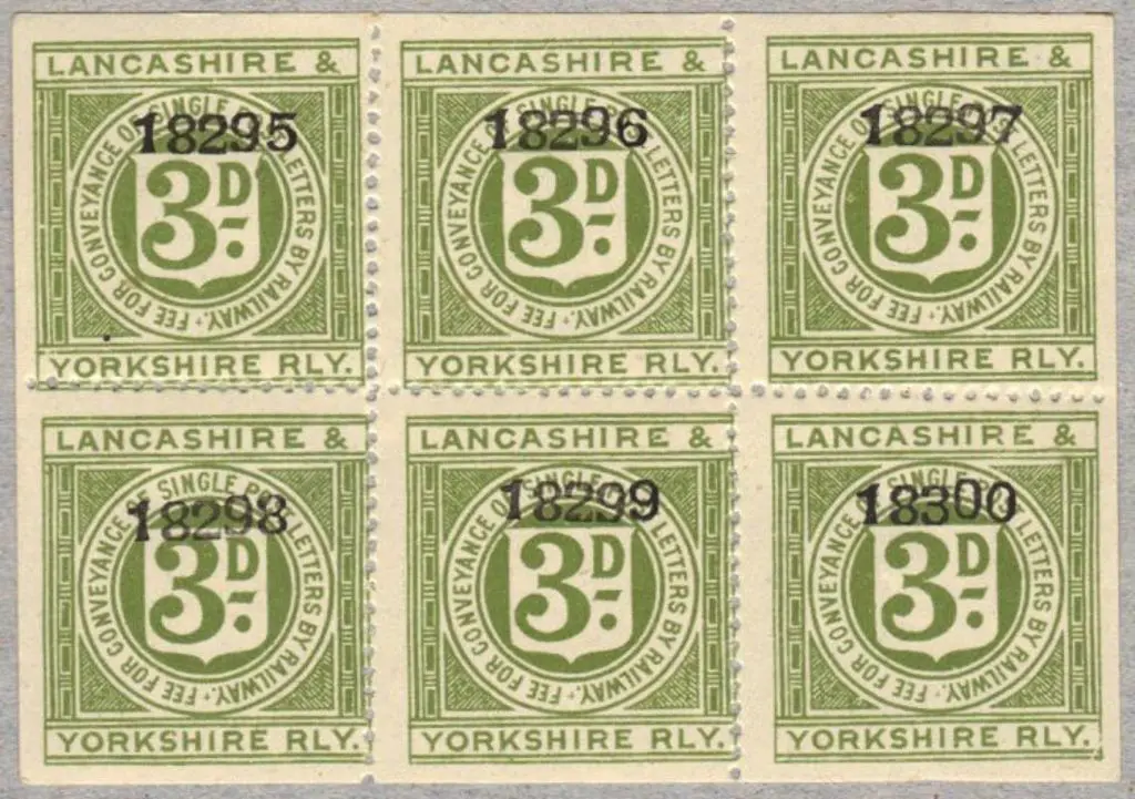 1891 3d olive Railway Stamps for Lancashire & ... Image 1++