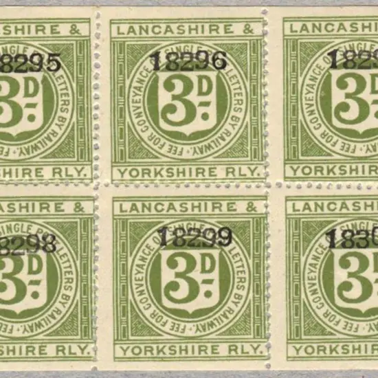 1891 3d olive Railway Stamps for Lancashire & ...