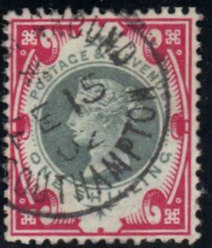 1907 1/-  green & carmine QV. F/U with crisp ... Image 1++
