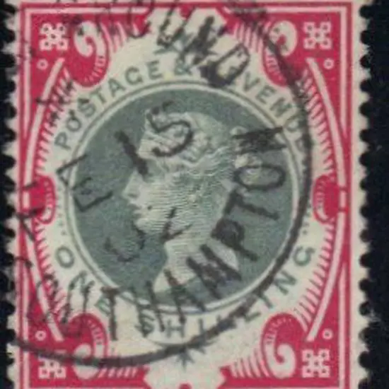 1907 1/-  green & carmine QV. F/U with crisp ...