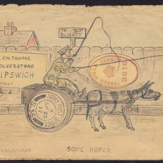 1917 (20th Sept) WWI soldier hand illustrated & ...