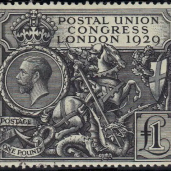 1929 £1 PUC black. Fine used, neat corner cancel. ...