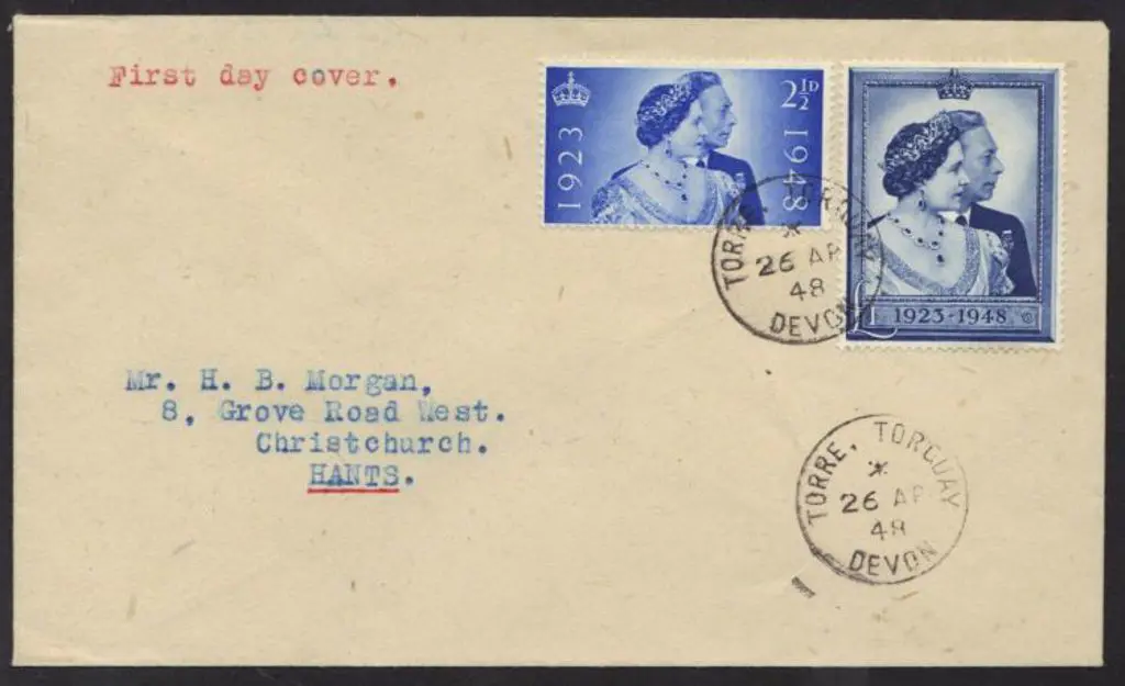 1948 (26th April) Silver Wedding pair on plain FDC ... Image 1++