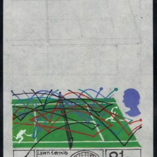 1977 8½dp Racket Sports Art Work by Andrew ...