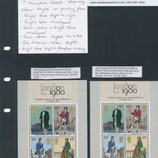 1979 Rowland Hill M/S's group of 7 all with colour ...