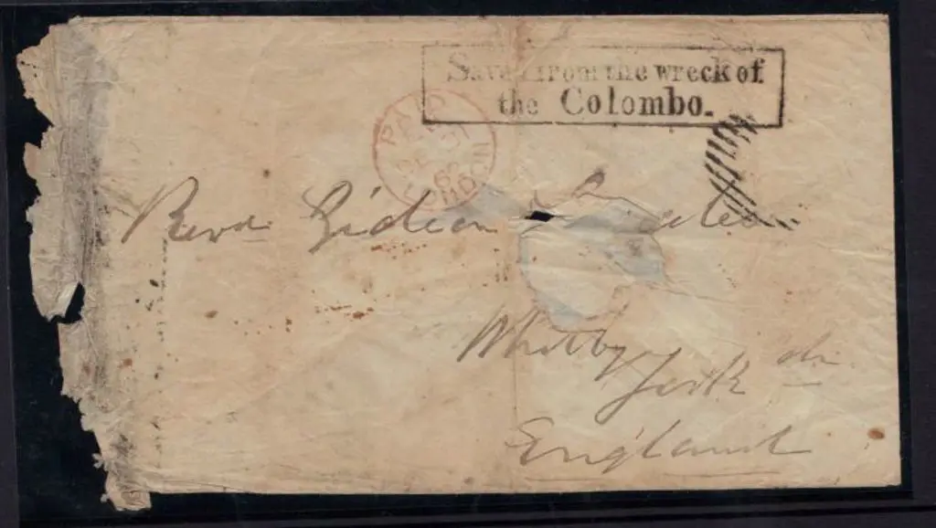 1862 Colombo Cover from the shipwreck of the P.& ... Image 1++