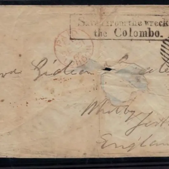 1862 Colombo Cover from the shipwreck of the P.& ...