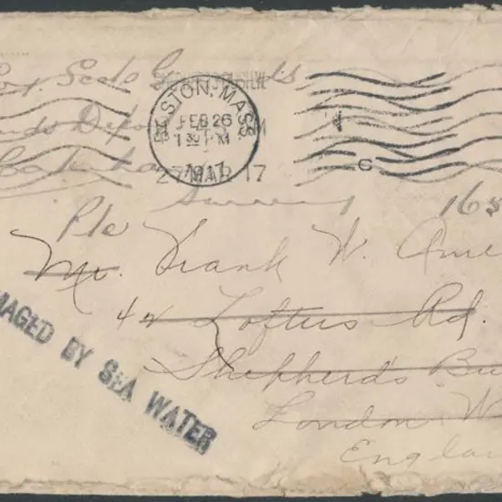 1917 Norwegian Explosion env addressed to London ...