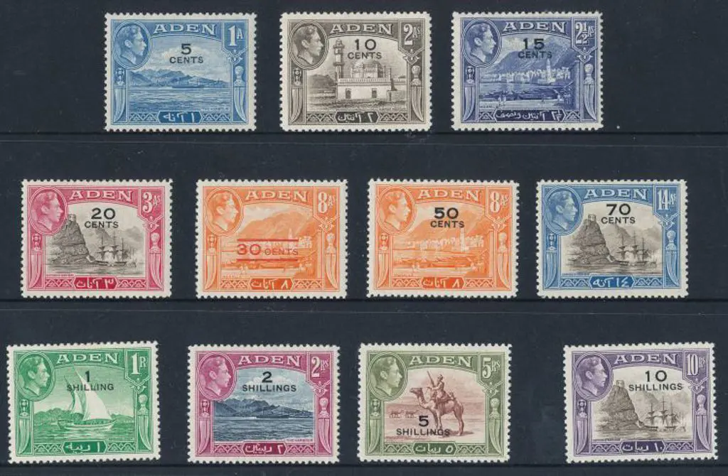 Aden 1951 KGVI new values surcharges MLH with top ... Image 1++