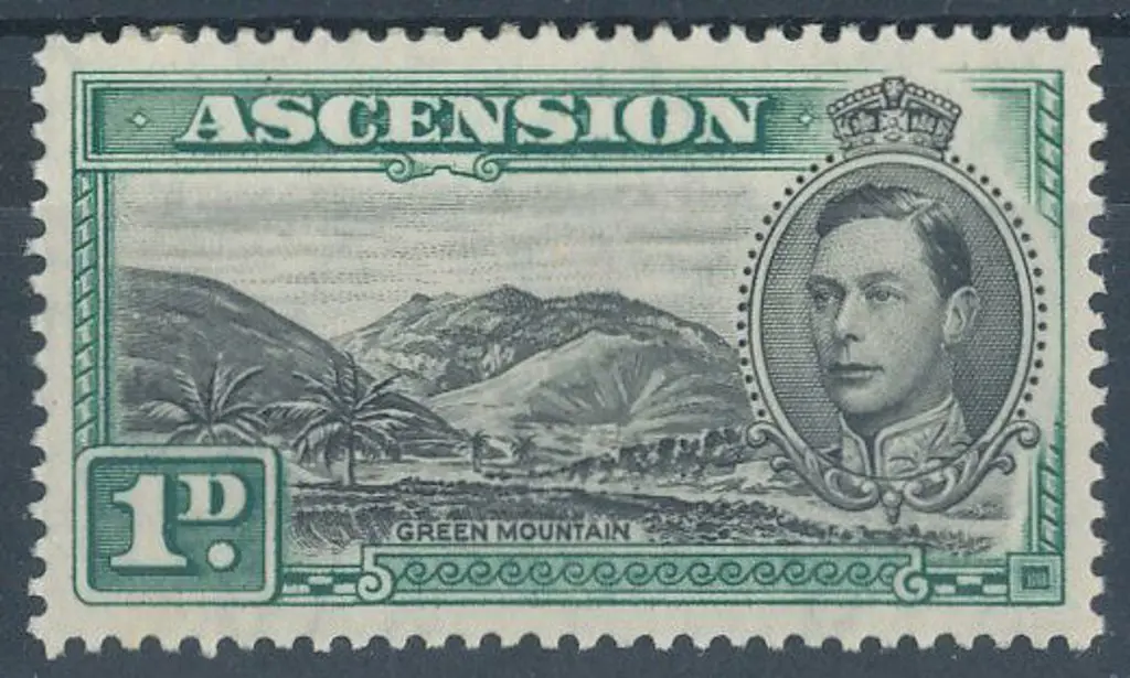 Ascension 1938 1d Green Mountain. MLH SG 39 Cat. ... Image 1++