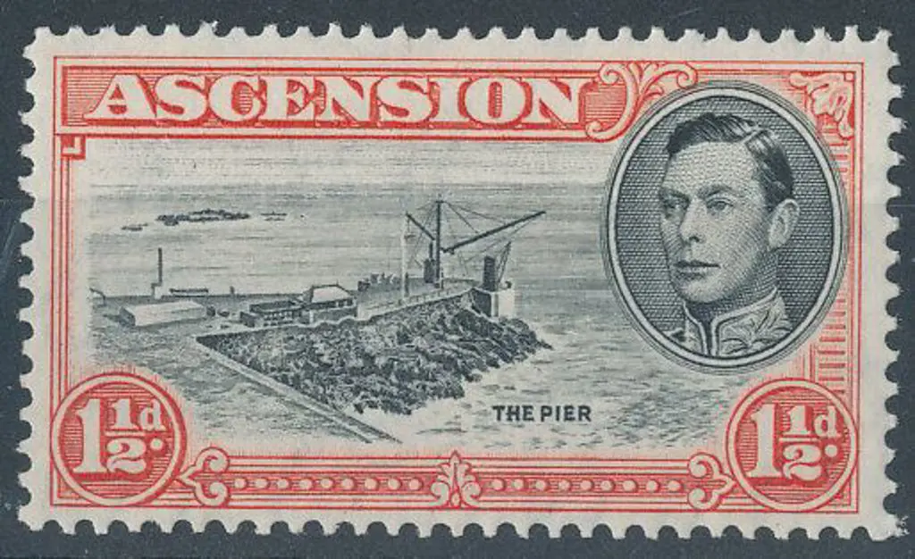 Ascension 1944 1½d black & vermilion perf. 13 with ... Image 1++