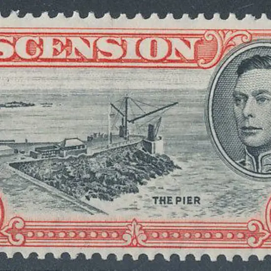 Ascension 1944 1½d black & vermilion perf. 13 with ...