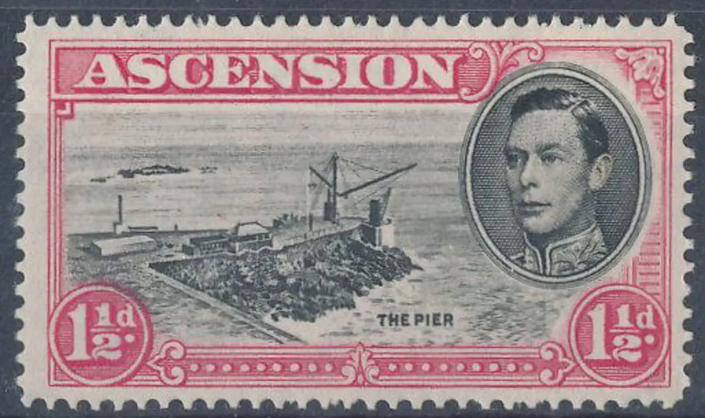 Ascension 1938 1½d black & rose carmine perf.14 ... Image 1++
