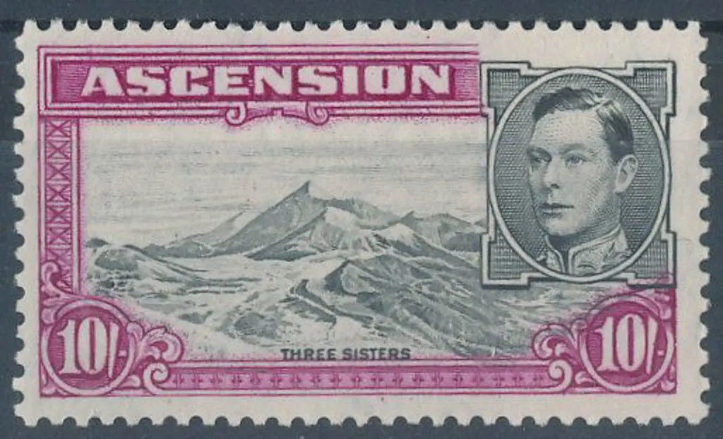 Ascension 1944 10/- Three Sisters. Perf. 13. MLH. ... Image 1++
