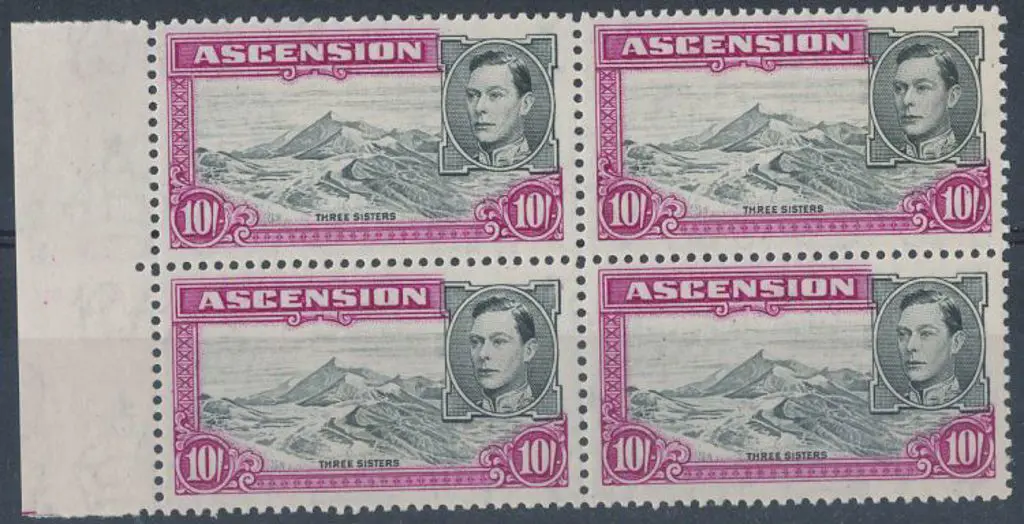Ascension 1944 10/- Three Sisters. Perf. 13. Fresh ... Image 1++