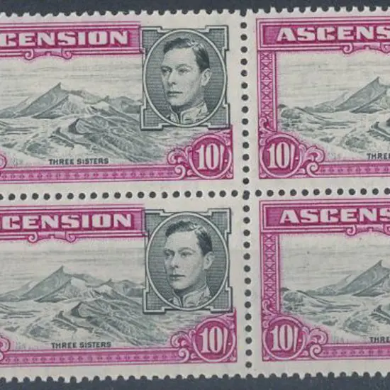 Ascension 1944 10/- Three Sisters. Perf. 13. Fresh ...