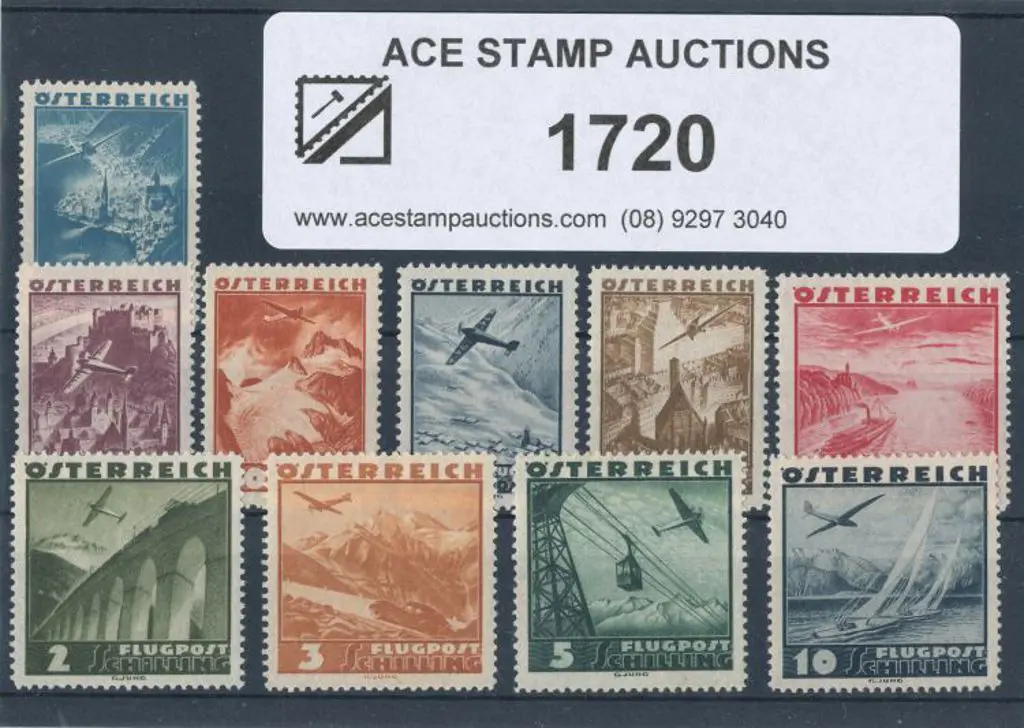 Austria 1935 Airs 20gr to 10sch. MLH/MUH. SG ... Image 1++