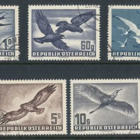 Austria 1950 Birds Airs 60g to 20s set of 7. F/U. ...