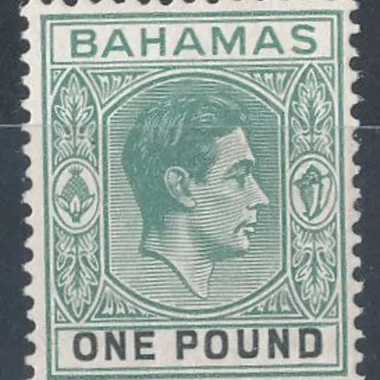 Bahamas 1938/51 £1 black & blue green KGVI MUH. SG ...