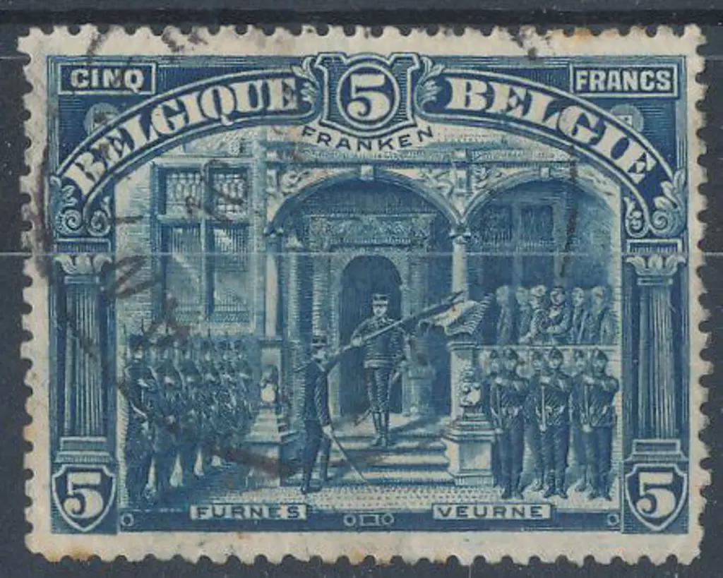 Belgium 1915 5 Franken perf. 14. F/U Mi. Cat. €150 Image 1++