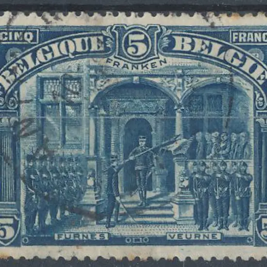 Belgium 1915 5 Franken perf. 14. F/U Mi. Cat. €150