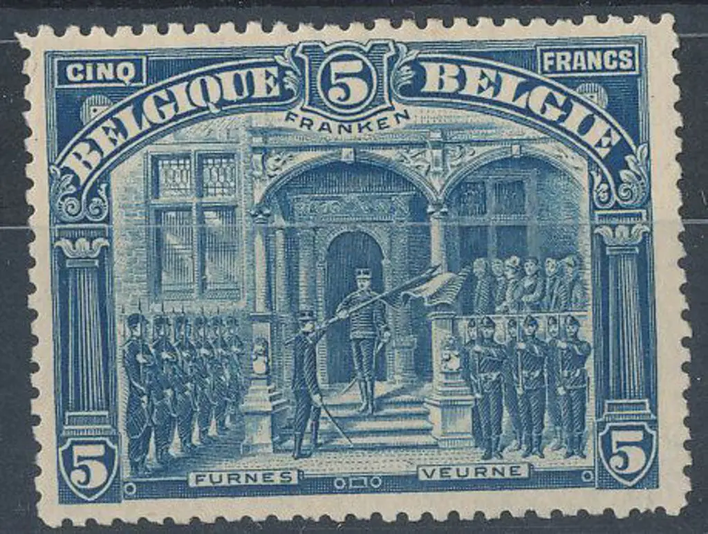Belgium 1915 5 Franken perf.14  mint without gum. ... Image 1++