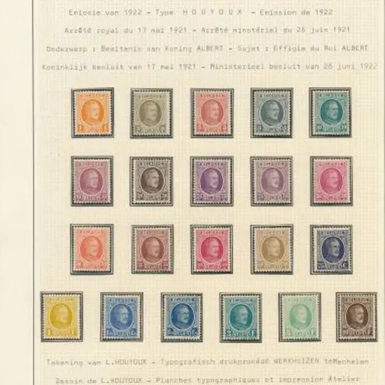 Belgium 1922 King Albert defins set of 25 to 10f. ...