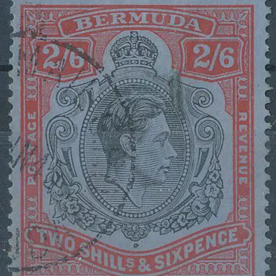 Bermuda 1942 2/6d black & red/grey-blue Perf. 14¼ ...