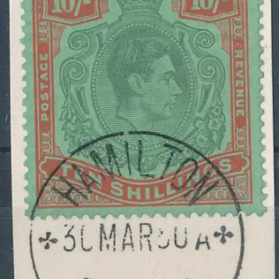 Bermuda 1946 10/- deep green & dull red/green on ...
