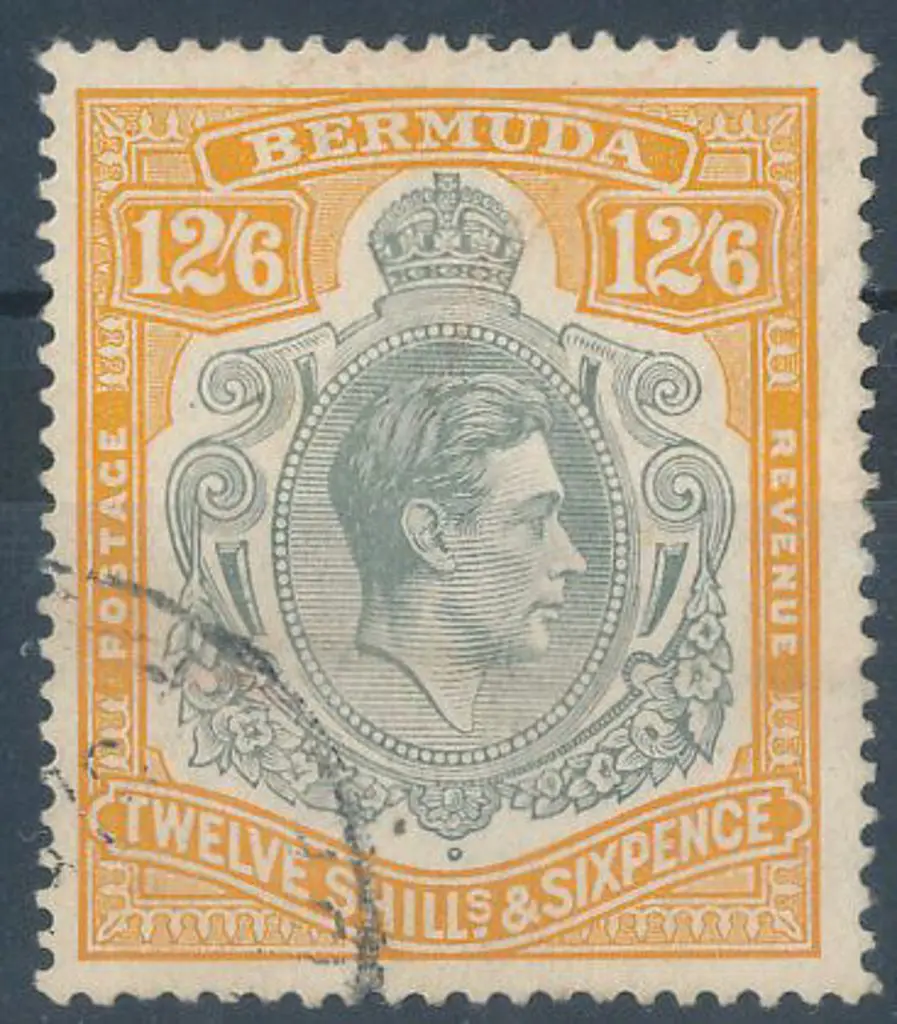 Bermuda 1938 12/6d grey & brownish orange. F/U. SG ... Image 1++