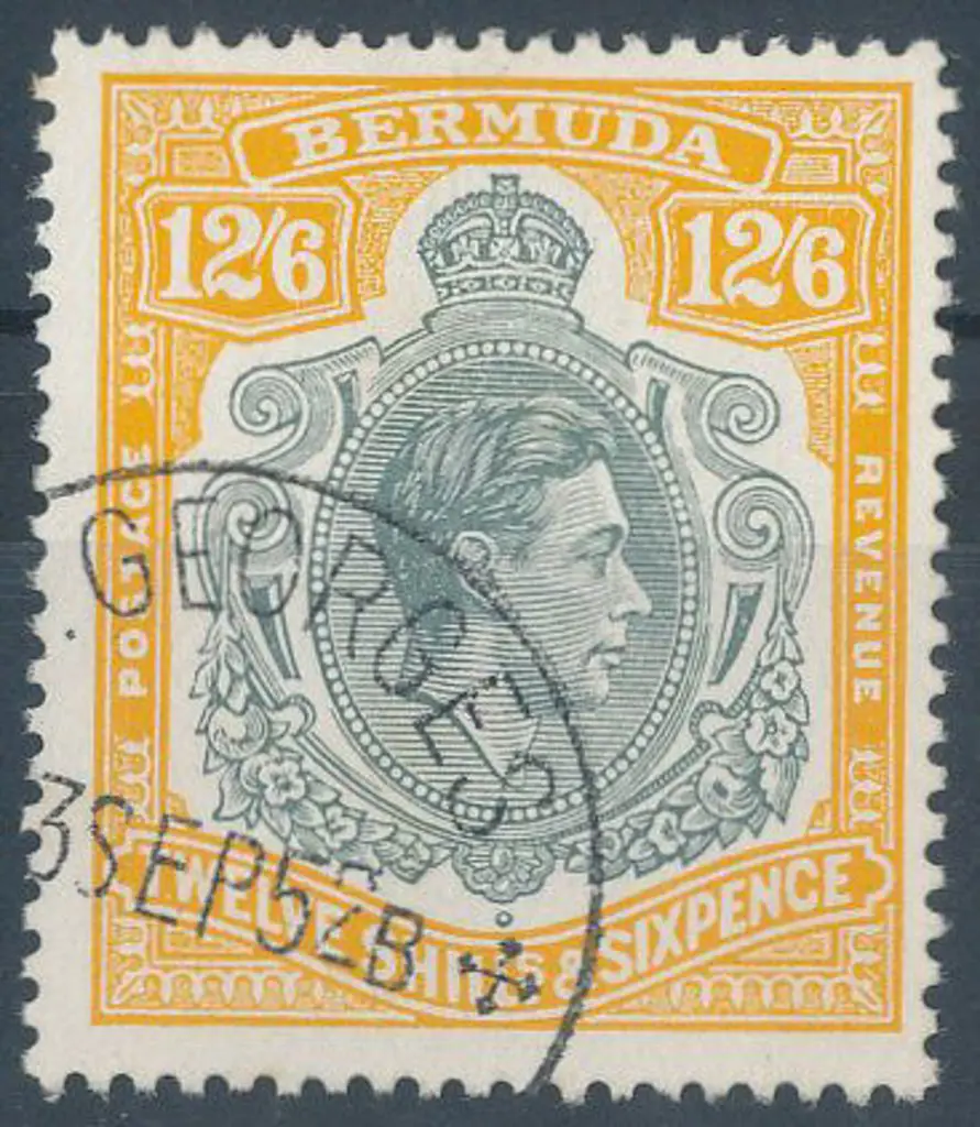 Bermuda 1940 12/6d grey & pale orange on chalk ... Image 1++