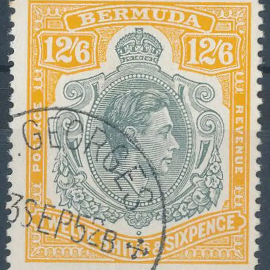 Bermuda 1940 12/6d grey & pale orange on chalk ...