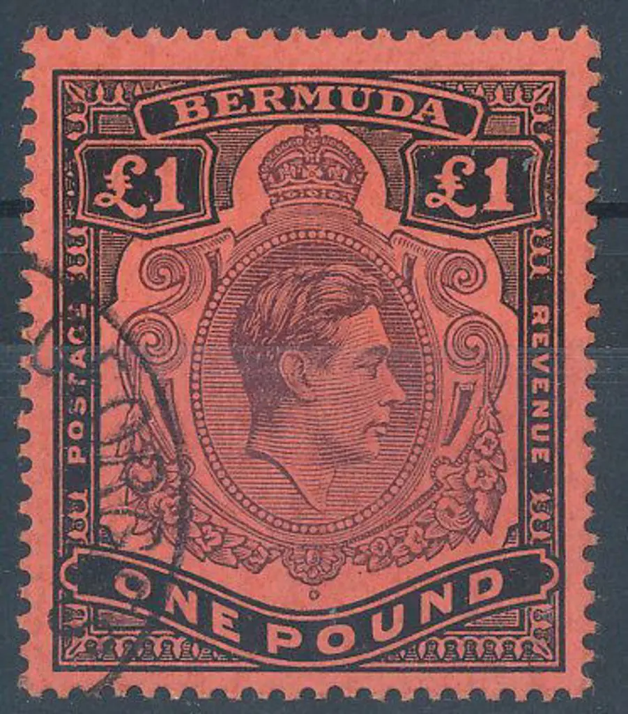 Bermuda 1943 £1 pale purple & black/pale red. F/U ... Image 1++
