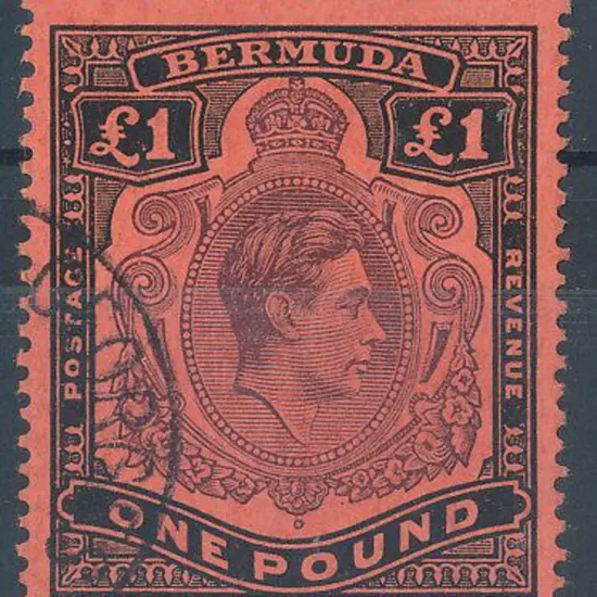 Bermuda 1943 £1 pale purple & black/pale red. F/U ...