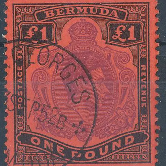 Bermuda 1951 £1 violet & black/scarlet. Perf 13. ...