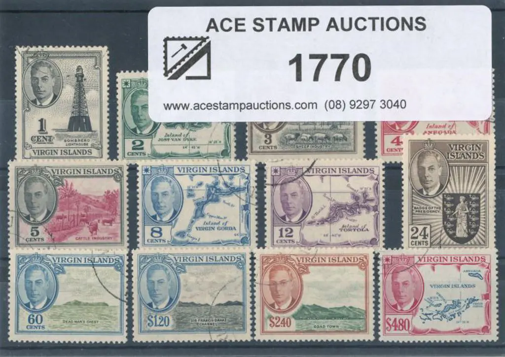 British Virgin Islands 1952 KGVI pictorials F/U to ... Image 1++