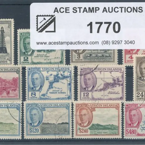 British Virgin Islands 1952 KGVI pictorials F/U to ...