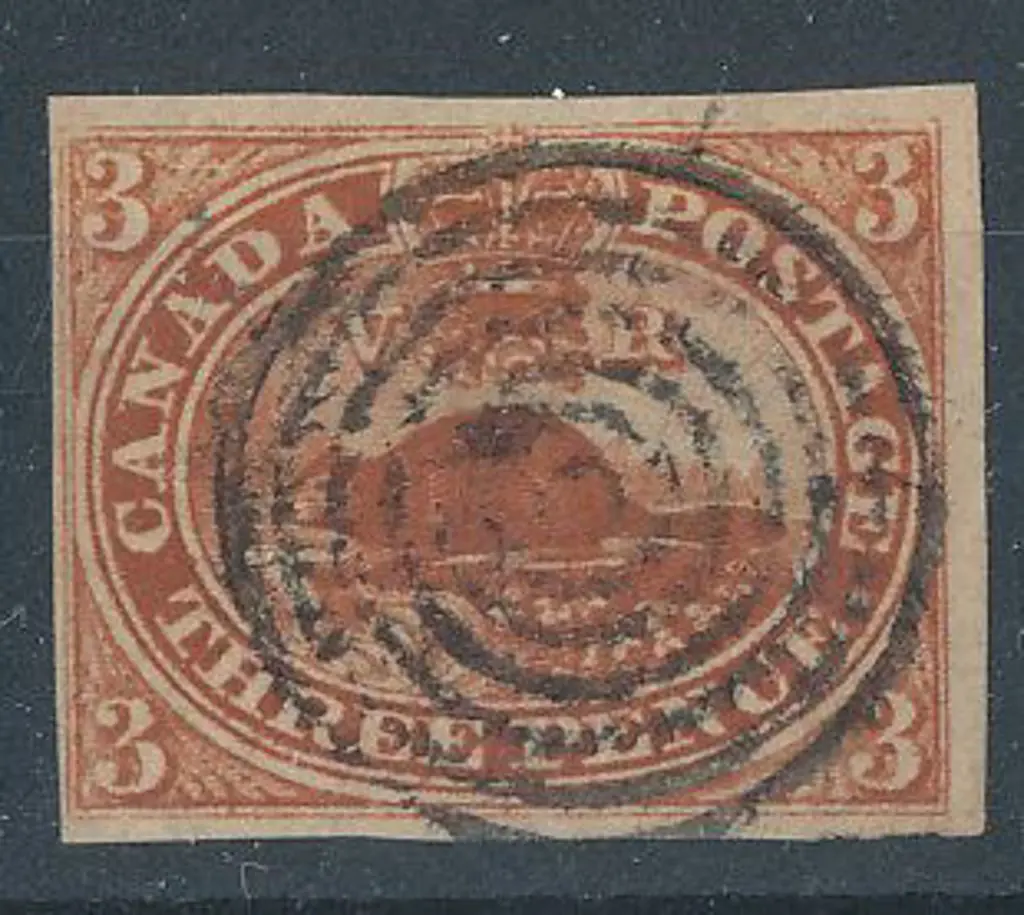 Canada 1852/57 3d brown red beaver imperf with 3 ... Image 1++