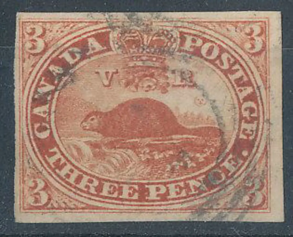 Canada 1852/57 3d brown red beaver very F/U with 4 ... Image 1++