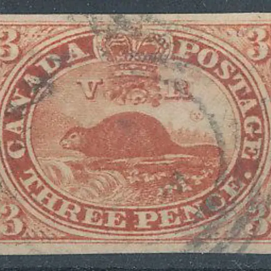 Canada 1852/57 3d brown red beaver very F/U with 4 ...